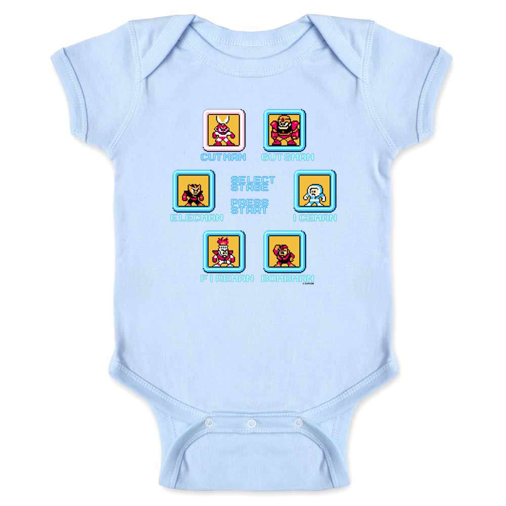 Mega Man Classic Stage Select Megaman Video Gaming Baby Bodysuit