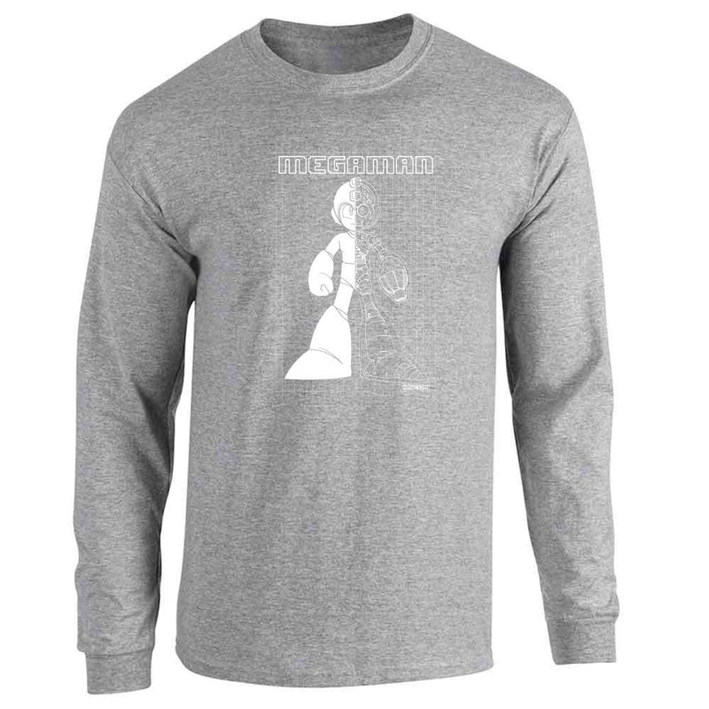 Mega Man Blueprints Figure Megaman Video Gaming Long Sleeve