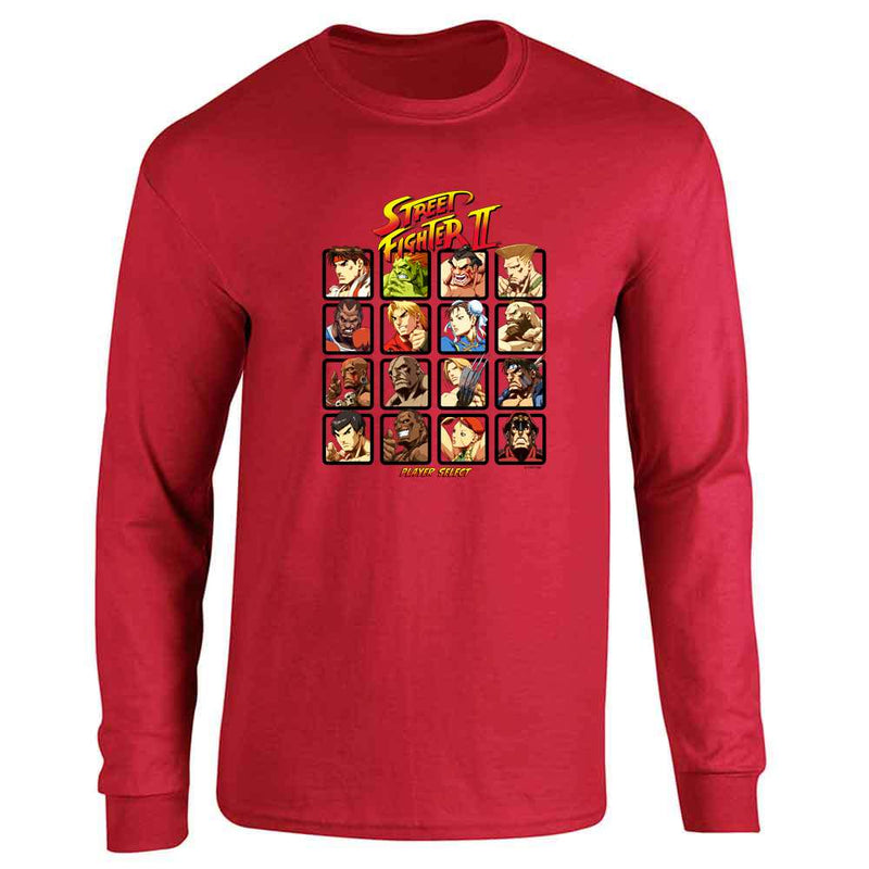 Street Fighter 2 Player Select Video Gamer 90s Long Sleeve