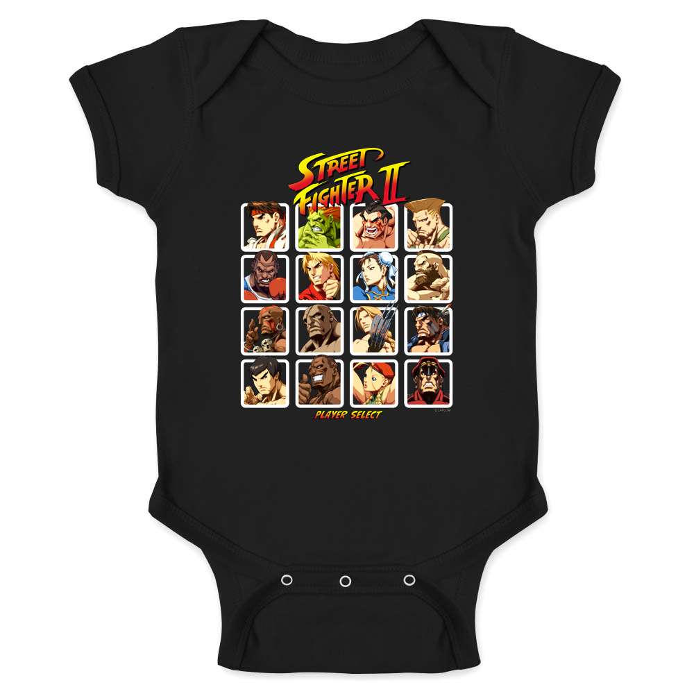 Street Fighter 2 Player Select Video Gamer 90s Baby Bodysuit
