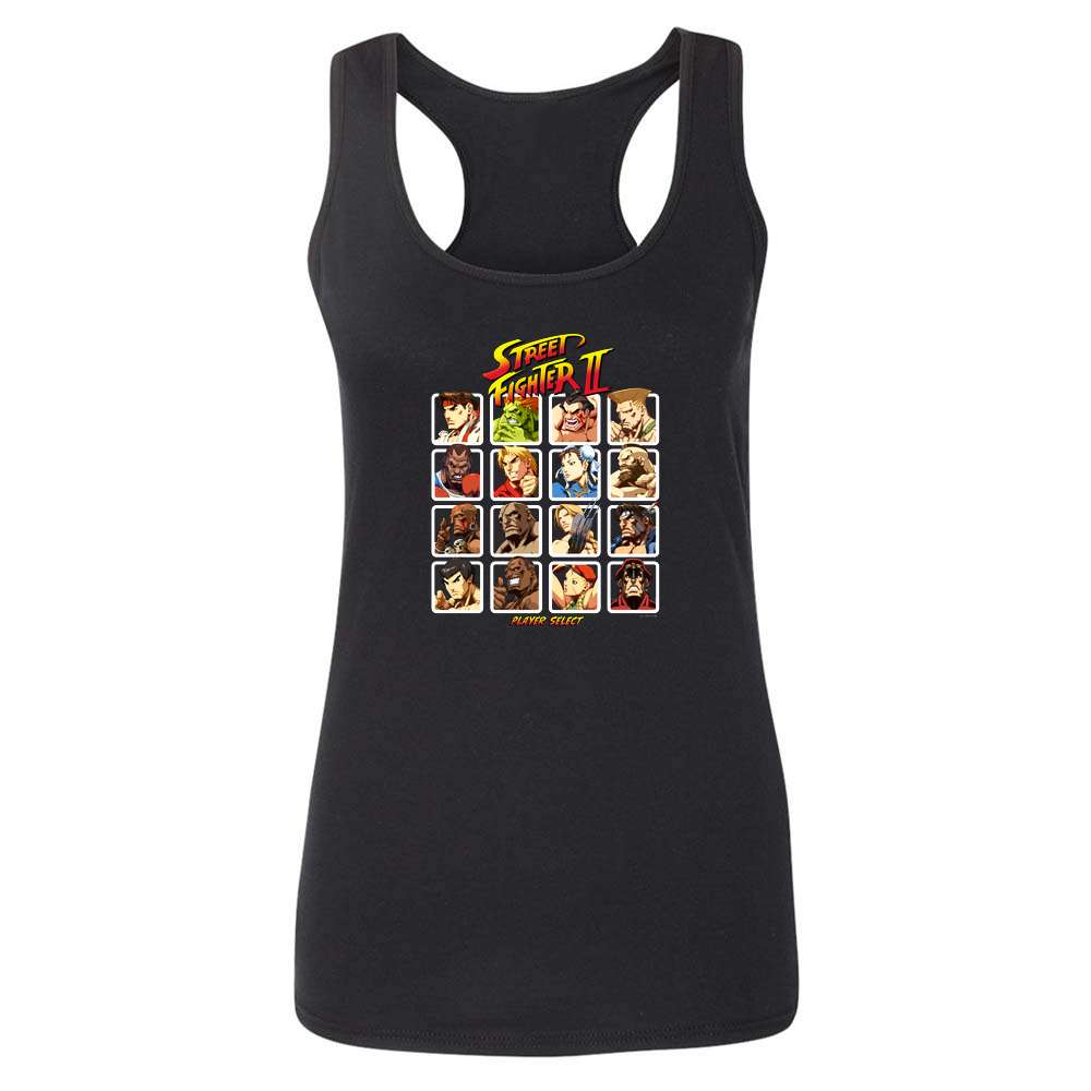 Street Fighter 2 Player Select Video Gamer 90s Womens Tee & Tank