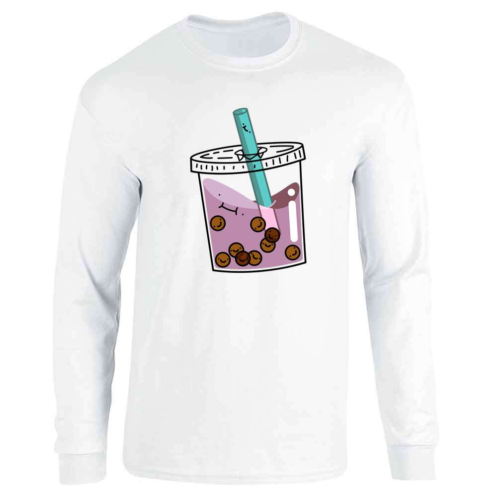 Kawaii Boba Tea Pearl Drink Funny Cute Anime  Long Sleeve