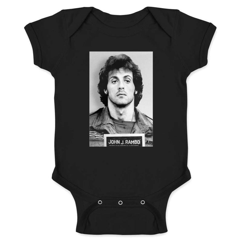 John J Rambo Mugshot Sylvester Stallone Movie Baby Bodysuit