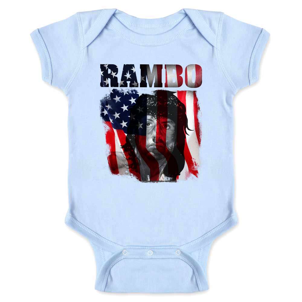 Rambo American Flag Patriotic Veteran  Baby Bodysuit