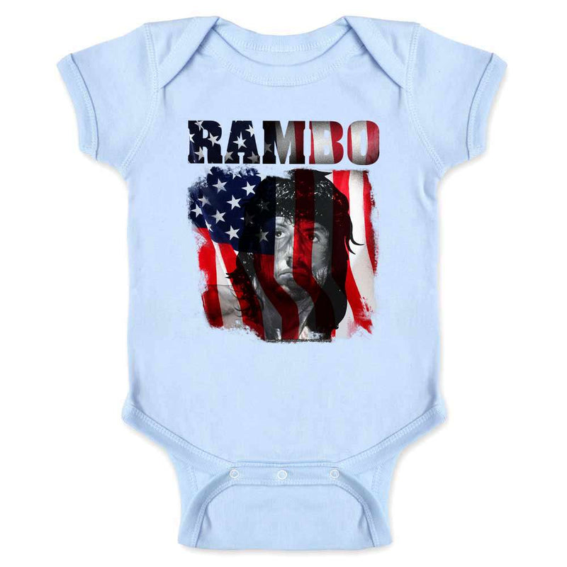 Rambo American Flag Patriotic Veteran  Baby Bodysuit