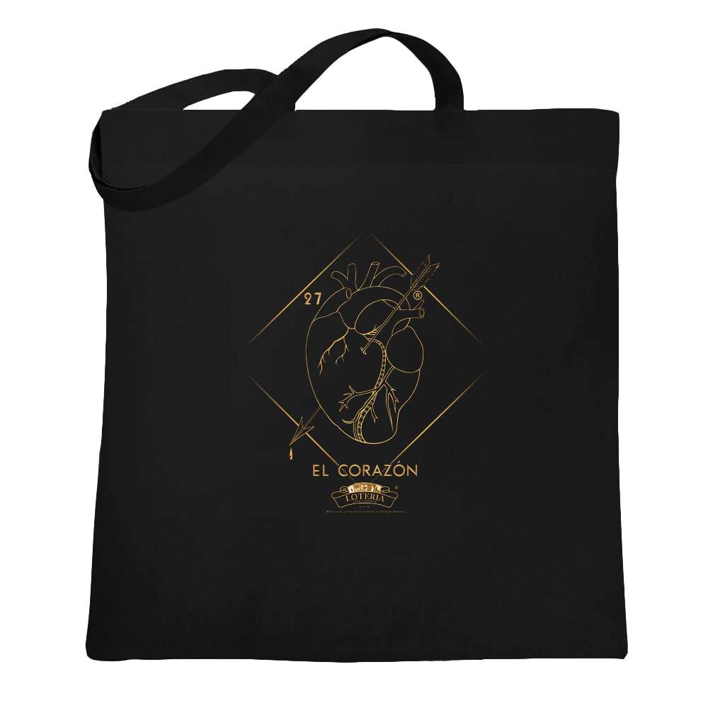 El Corazon Heart Gold Loteria Card Mexican Bingo Tote Bag