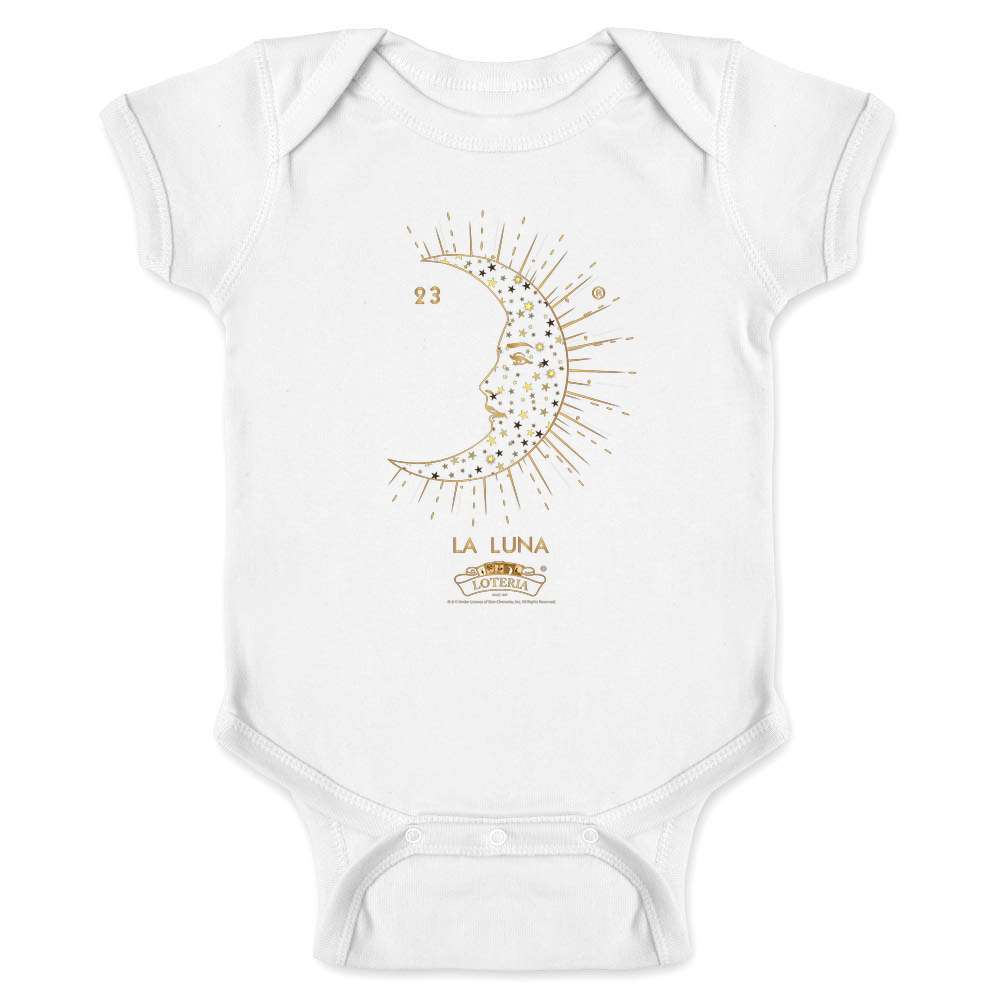 La Luna Moon Gold Loteria Card Mexican Bingo Baby Bodysuit