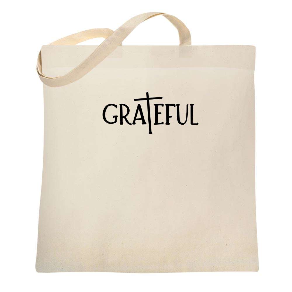 Grateful Cross Thankful Blessed Christian Tote Bag