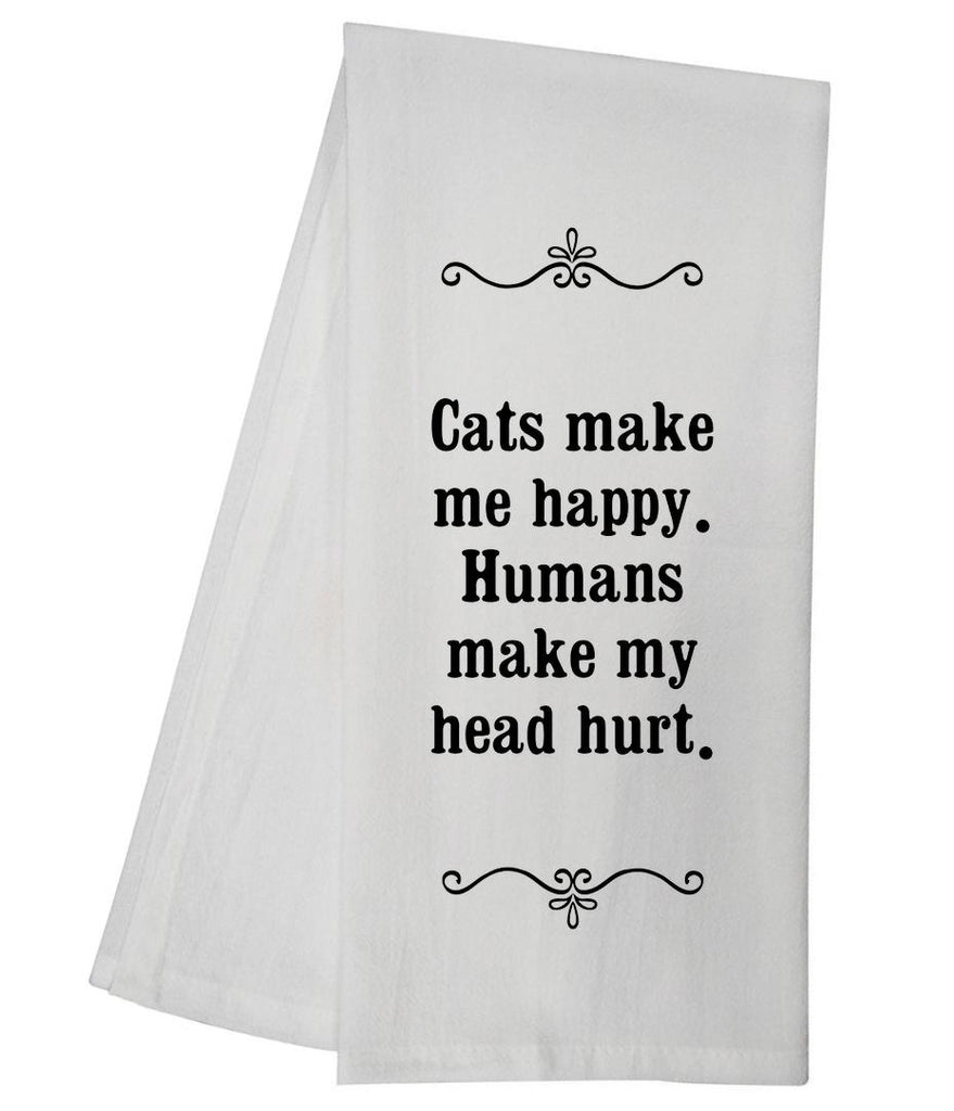 Cat Happy Tea Towel GGTT59