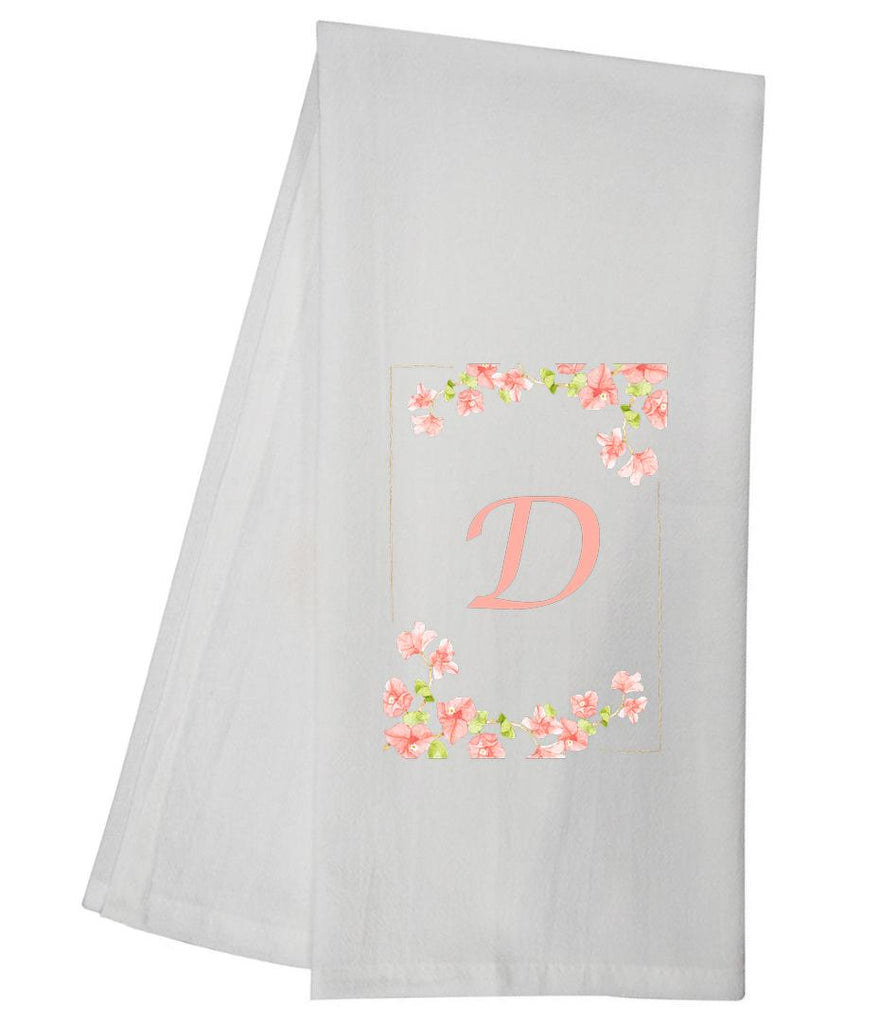 Pink Floral Elegance D Monogram Personalized Towel Tea Towel GGTT471