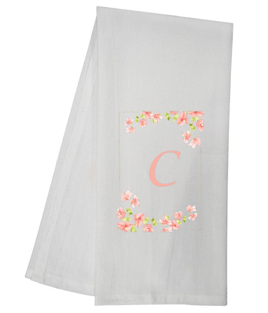 Pink Floral Elegance C Monogram Personalized Towel Tea Towel GGTT474