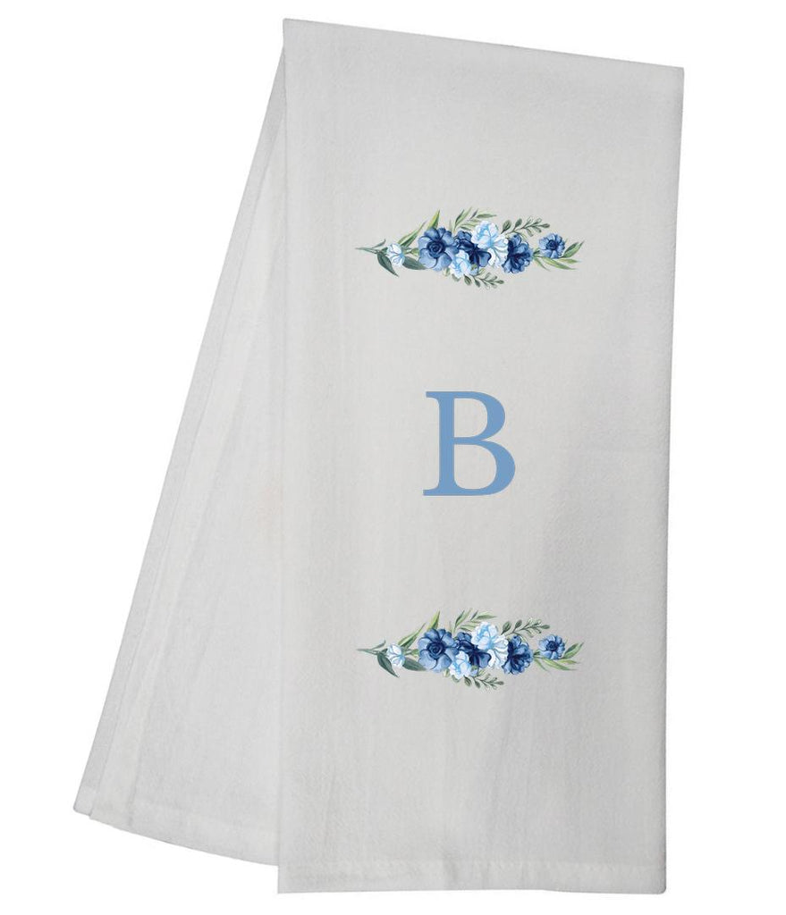 Blue Floral Bliss B Monogram Personalized Towel Tea Towel GGTT492