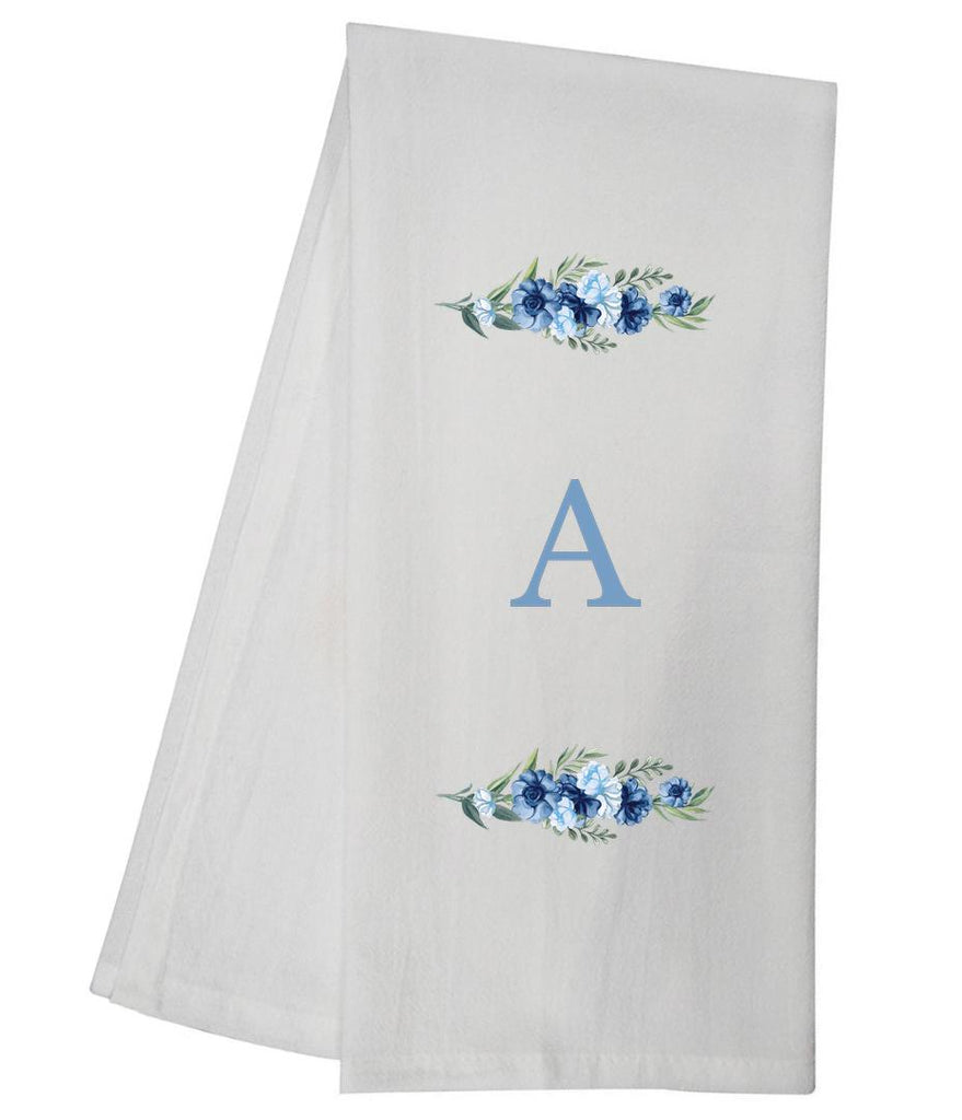 Blue Floral Bliss A Monogram Personalized Towel Tea Towel GGTT498