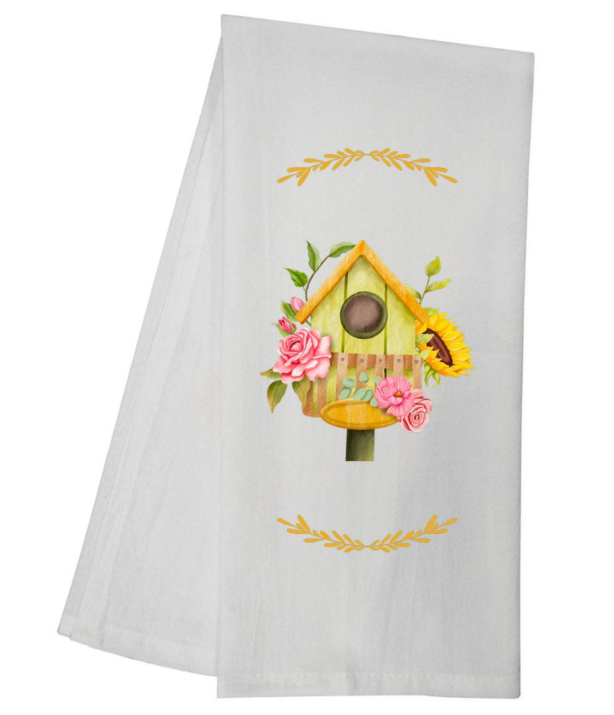 Green Birdhouse Yellow Roof Tea Towel GGTT646