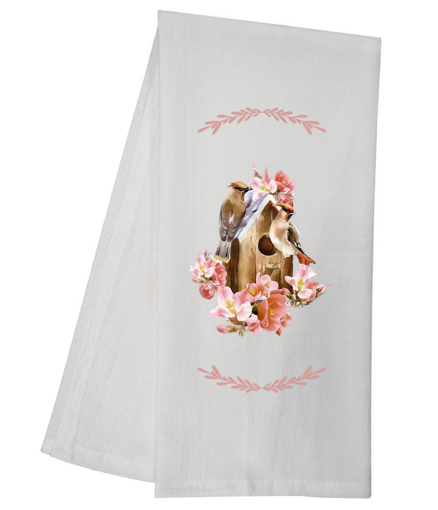 Pink Floral Birdhouse Tea Towel GGTT649