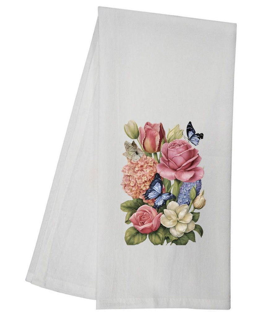 Rose and Hydrangea Bouquet Tea Towel GGTT709