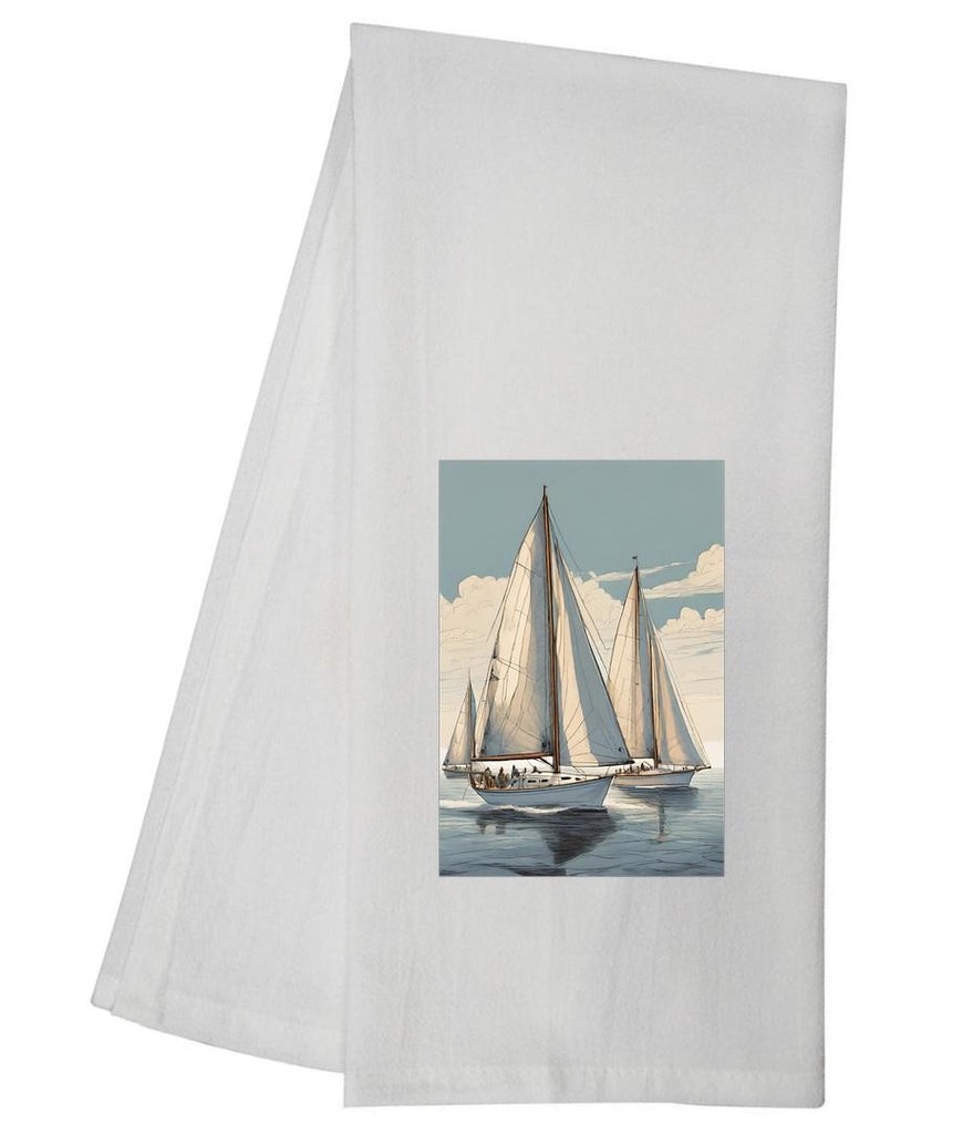 Sailboats Cruising Tea Towel GGTT781