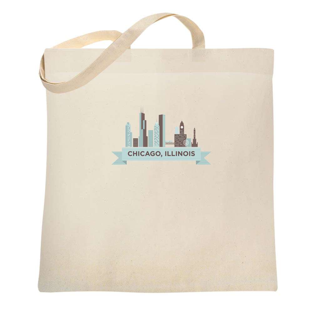 Chicago Skyline With Banner Tote Bag