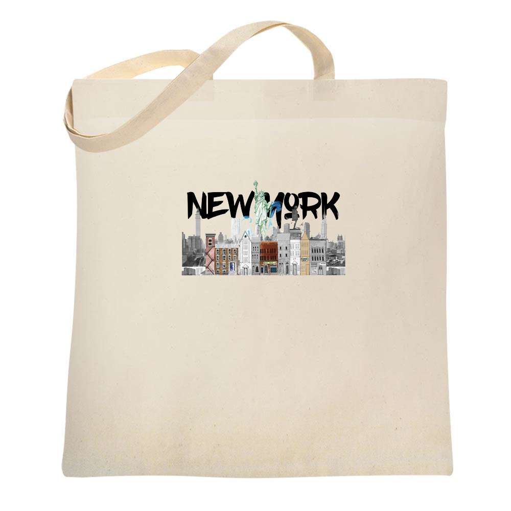 New York City Script And Collage Skyline Tote Bag