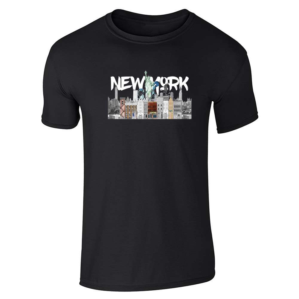 New York City Script And Collage Skyline Unisex Tee