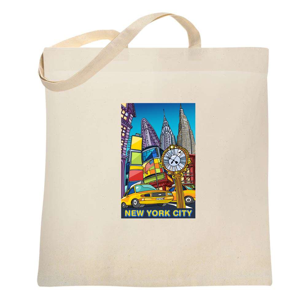 New York City Times Square Cartoon Tote Bag