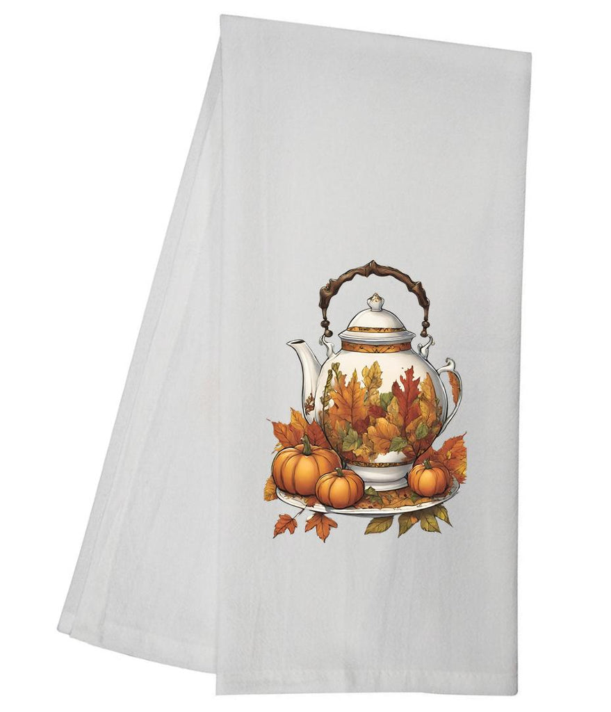 Fall Foliage Teapot On Tray Tea Towel GGTT815