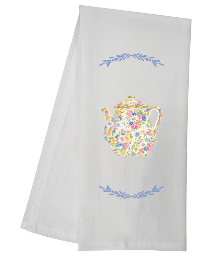 Carols Rose Garden Watercolor Daisy Teapot  Tea Towel GGTT839