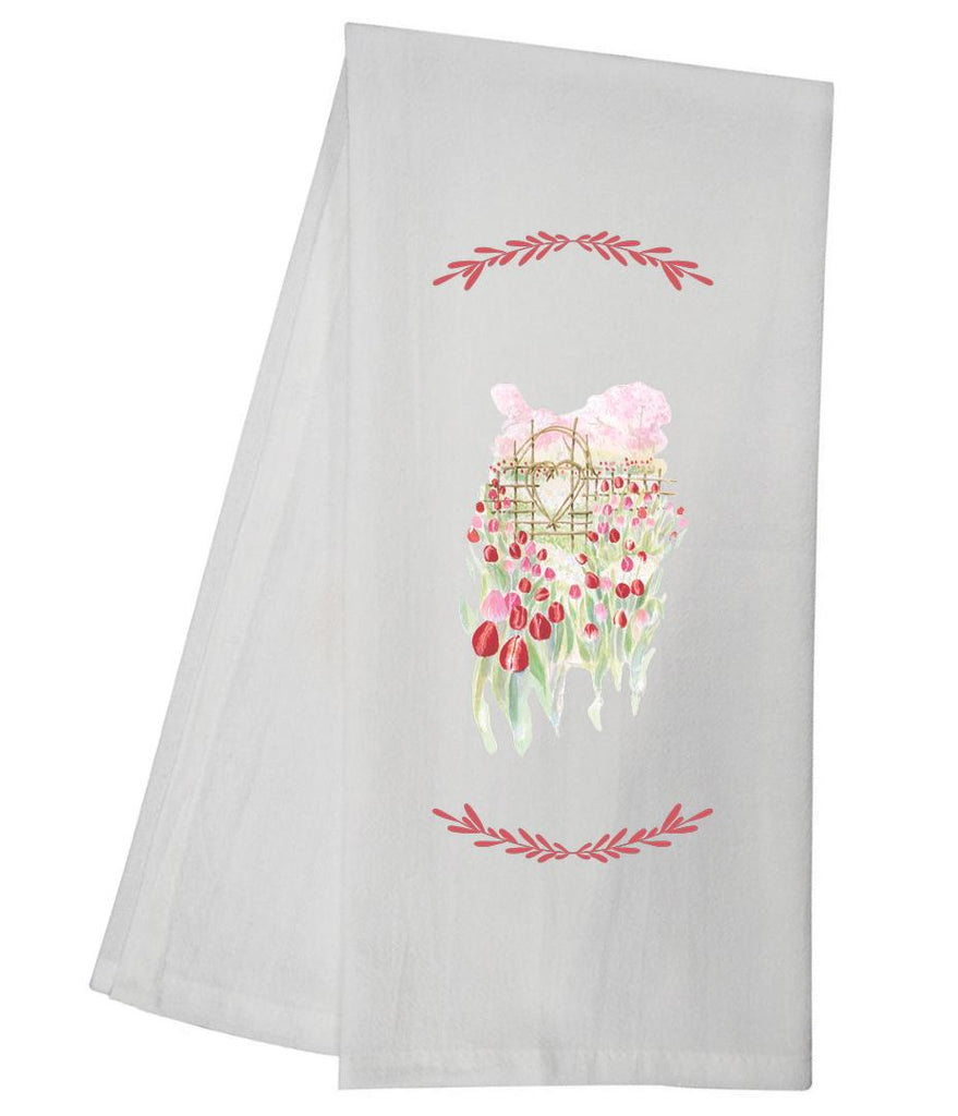 Red Tulip Garden Tea Towel GGTT856