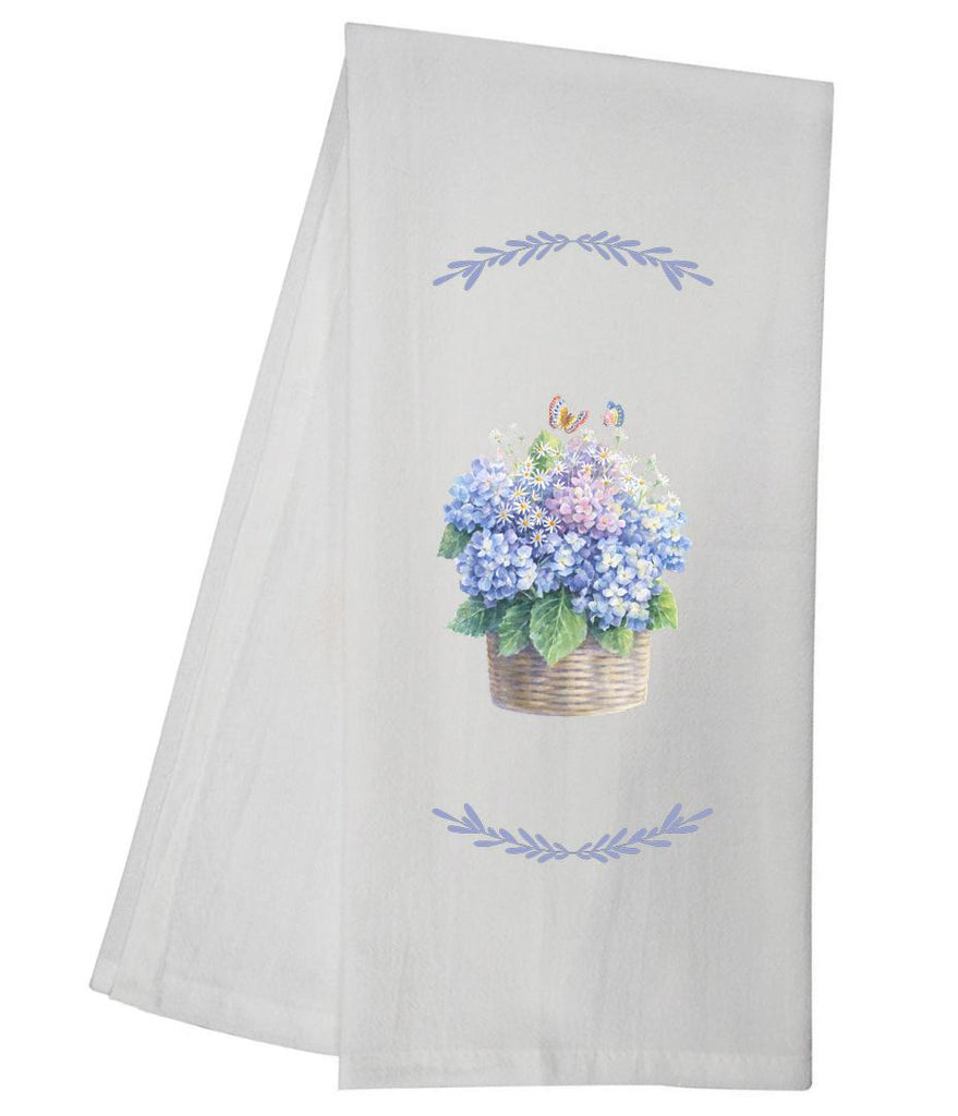 Hydrangea Basket With Butterfly Tea Towel GGTT857