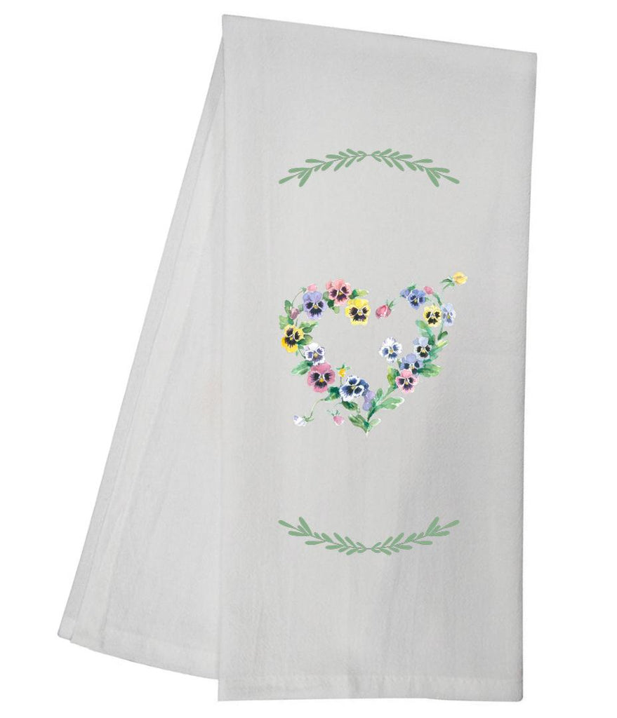 CRG Pansy Floral Heart Tea Towel GGTT876