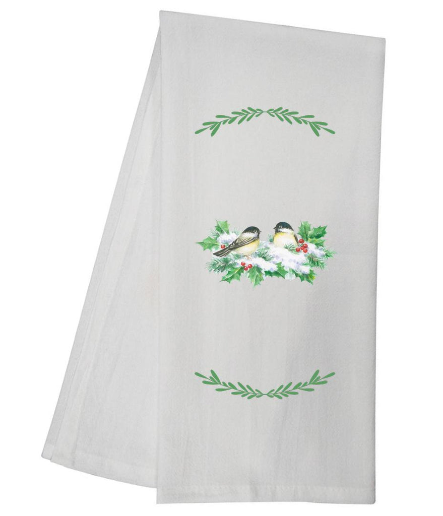 Birds In Holly Leaves Tea Towel GGTT909