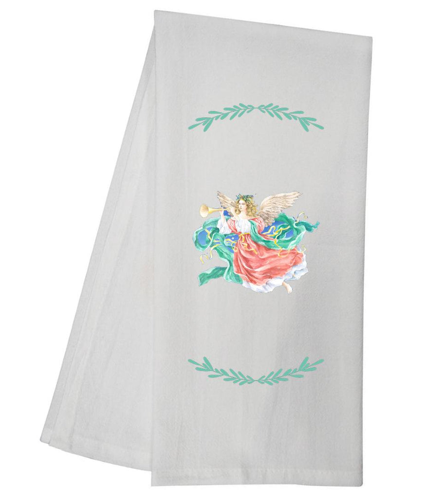 Angel Blowing Horn Red Dress Tea Towel GGTT914