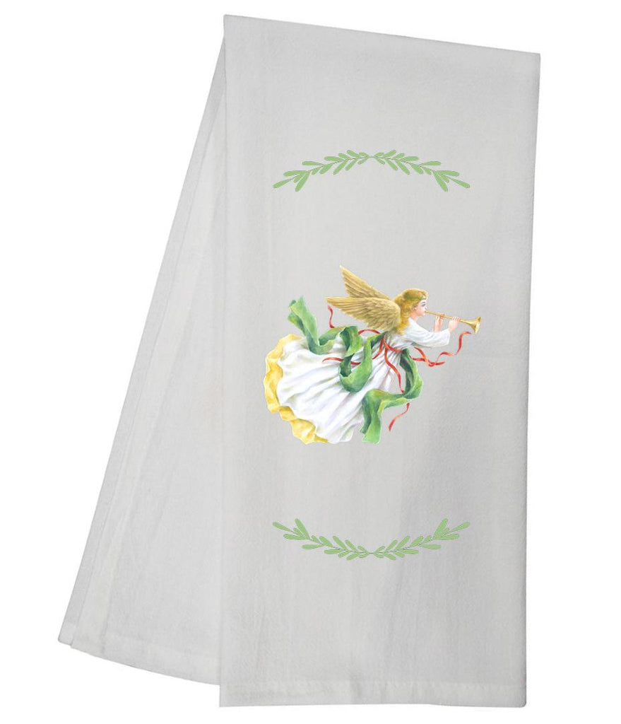 Angel Blowing Horn White Dress Tea Towel GGTT915