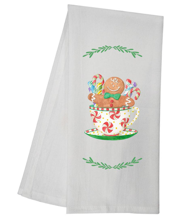 Gingerbread Man Tea Cup Tea Towel GGTT925