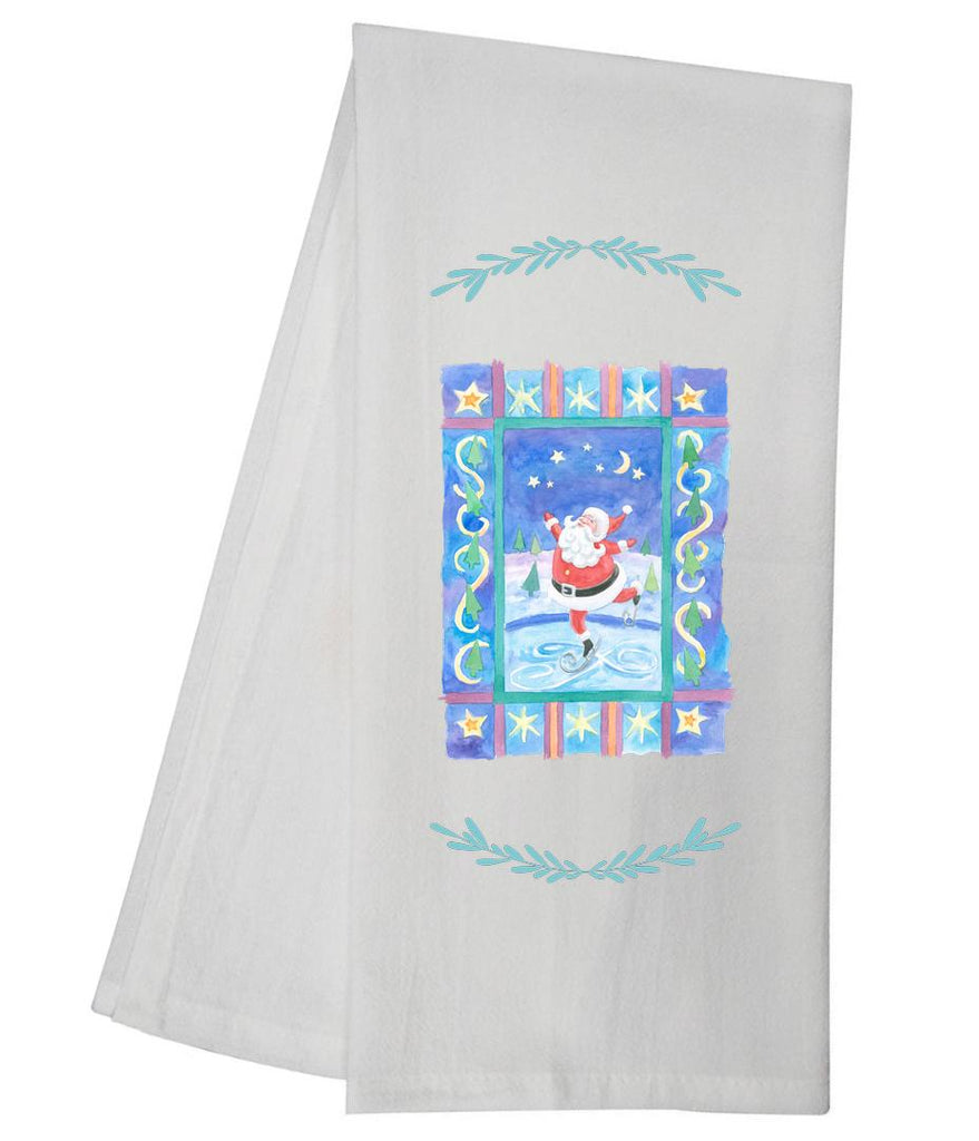 Santa Ice Skating Tea Towel GGTT937