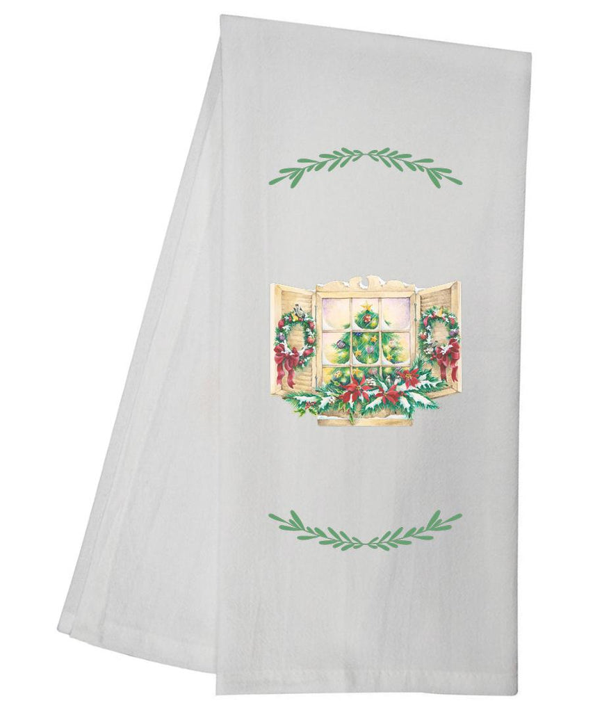 Holiday Decorated Windowbox Tea Towel GGTT956