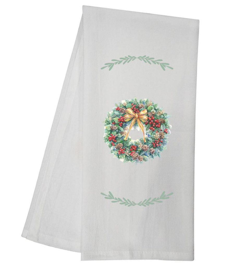 Pine Cone And Berry Wreath Tea Towel GGTT970