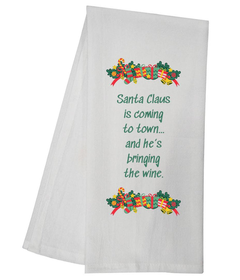 Santa Claus Bringing Wine Tea Towel GGTT989