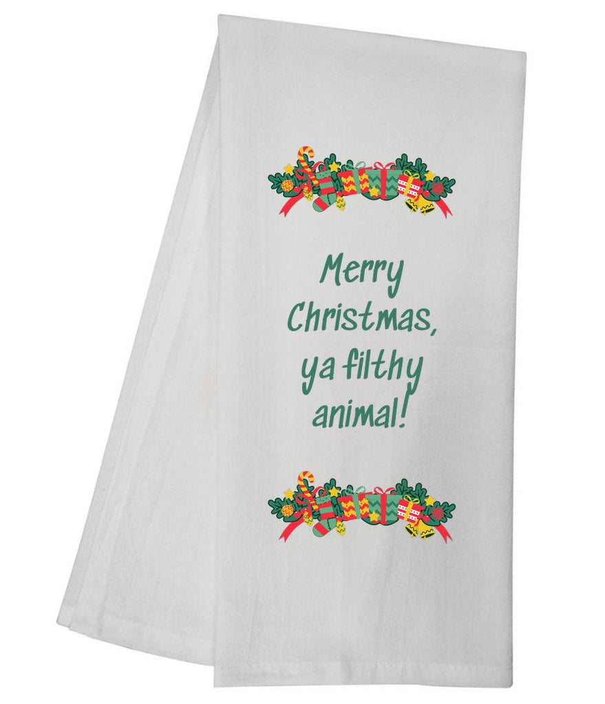 Merry Christmas Filty Animal Tea Towel GGTT1014