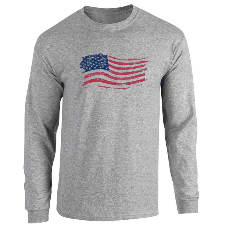 Patriotic Distressed American Flag Long Sleeve