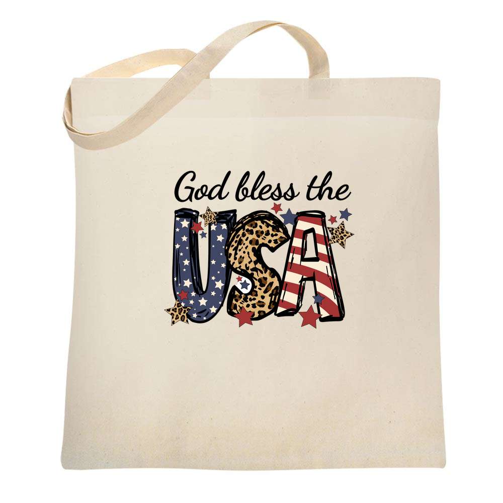 Patriotic God Bless The USA Leopard Print Tote Bag