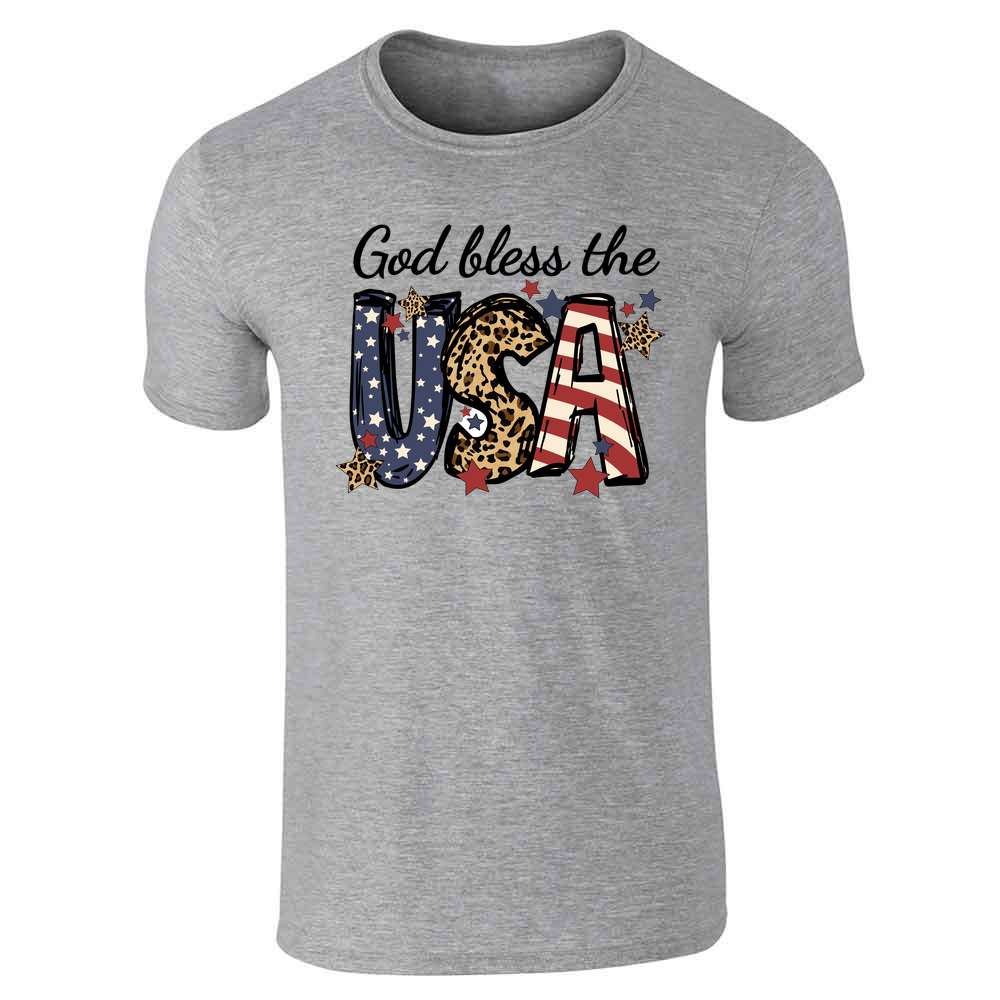 Patriotic God Bless The USA Leopard Print Unisex Tee