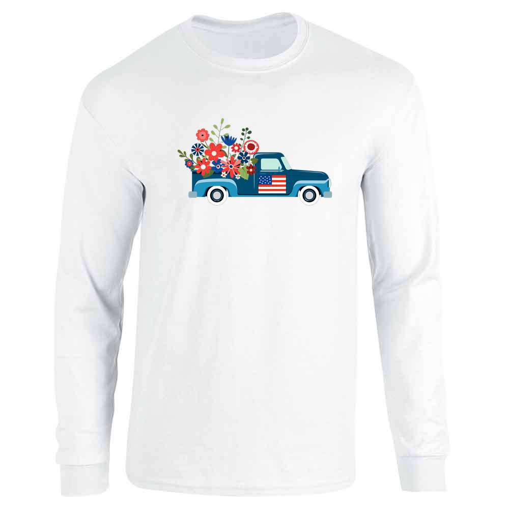 Patriotic Pick Up Truck Long Sleeve