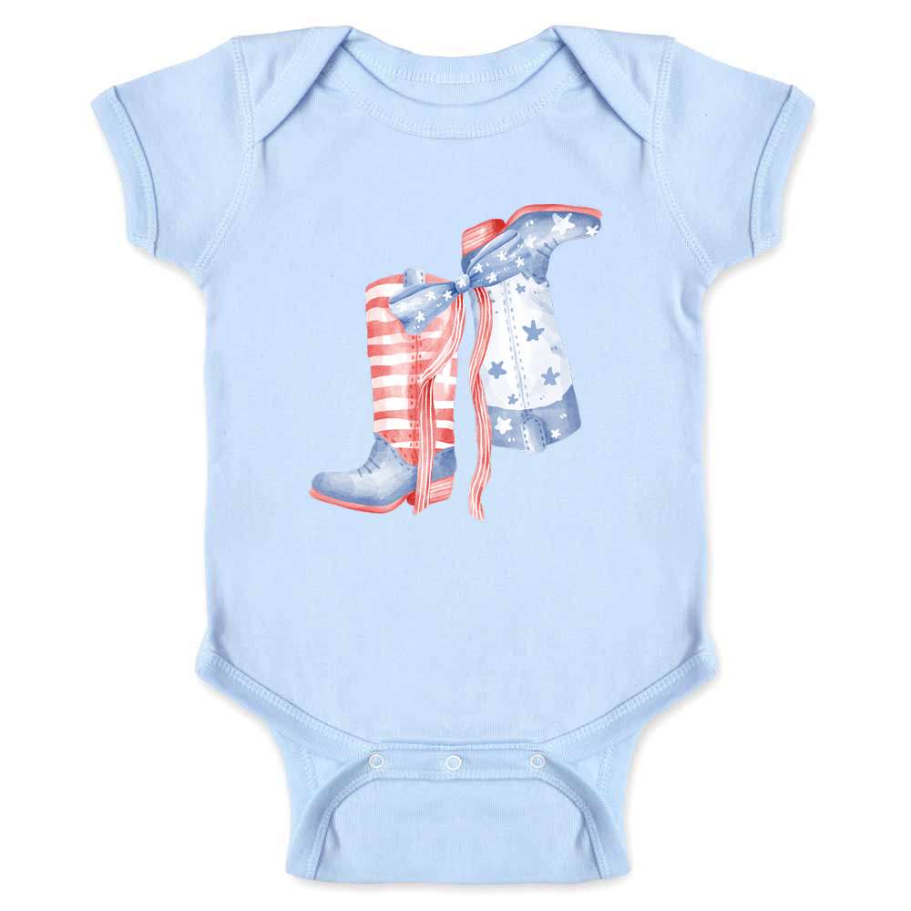 Patriotic Western Cowboy Boots Baby Bodysuit