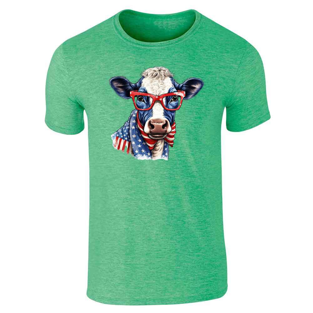 Patriotic Cow Red Sunglasses American Flag Unisex Tee