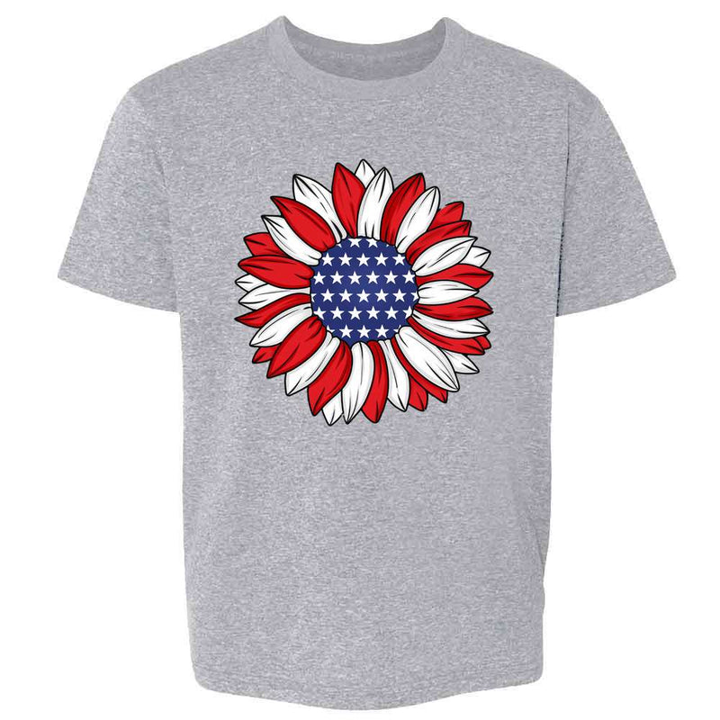 Patriotic Red White Blue Flag Sunflower Kids & Youth Tee
