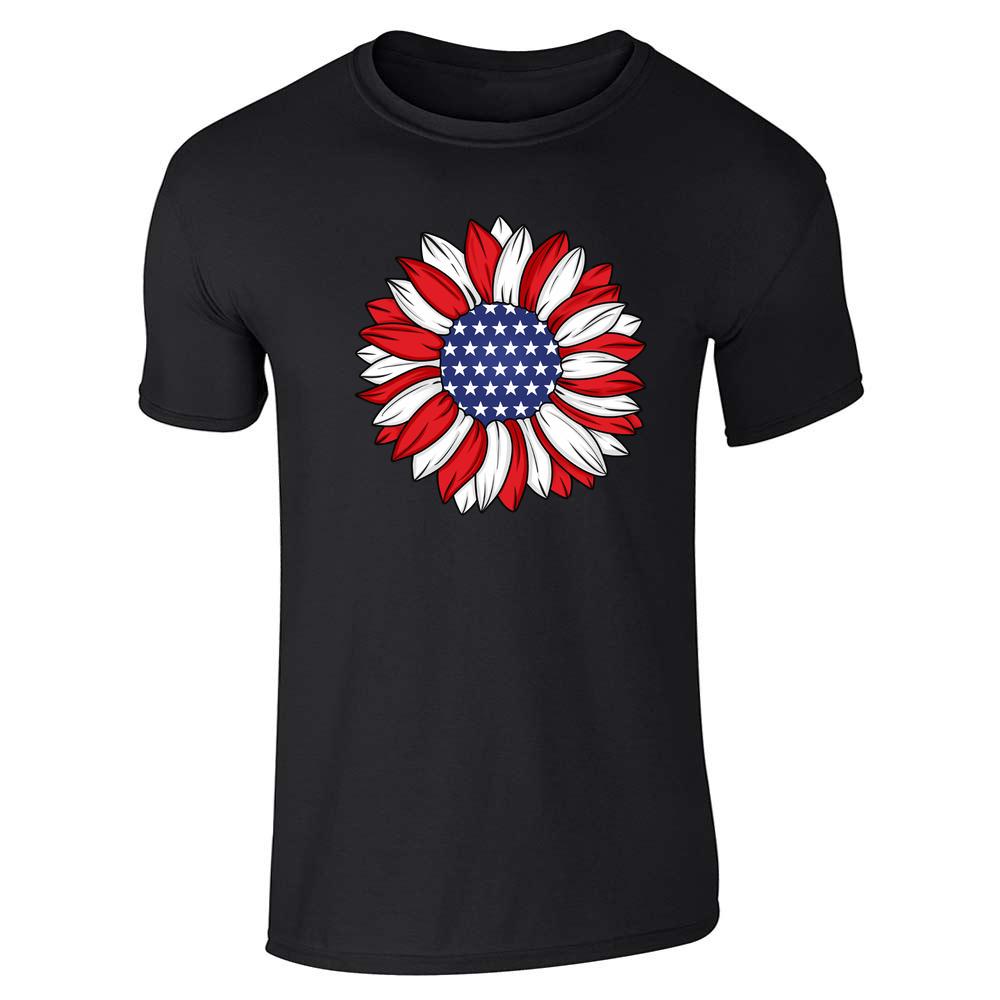 Patriotic Red White Blue Flag Sunflower Unisex Tee