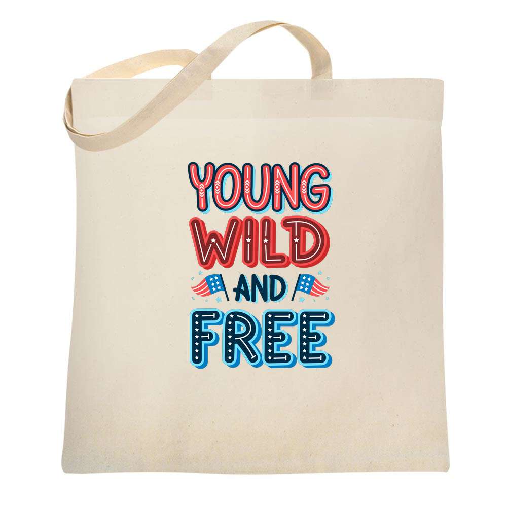 Patriotic Young Wild And Free Tote Bag