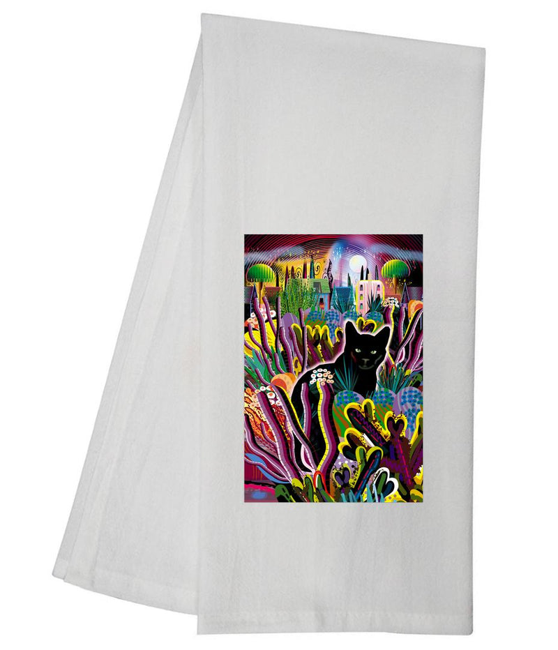 Black Cat Garden Tea Towel GGTT1188