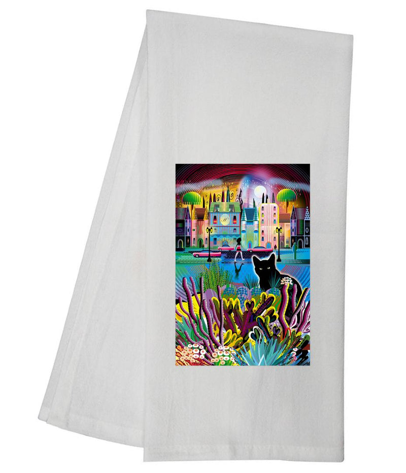 Black Cat City Street Tea Towel GGTT1190